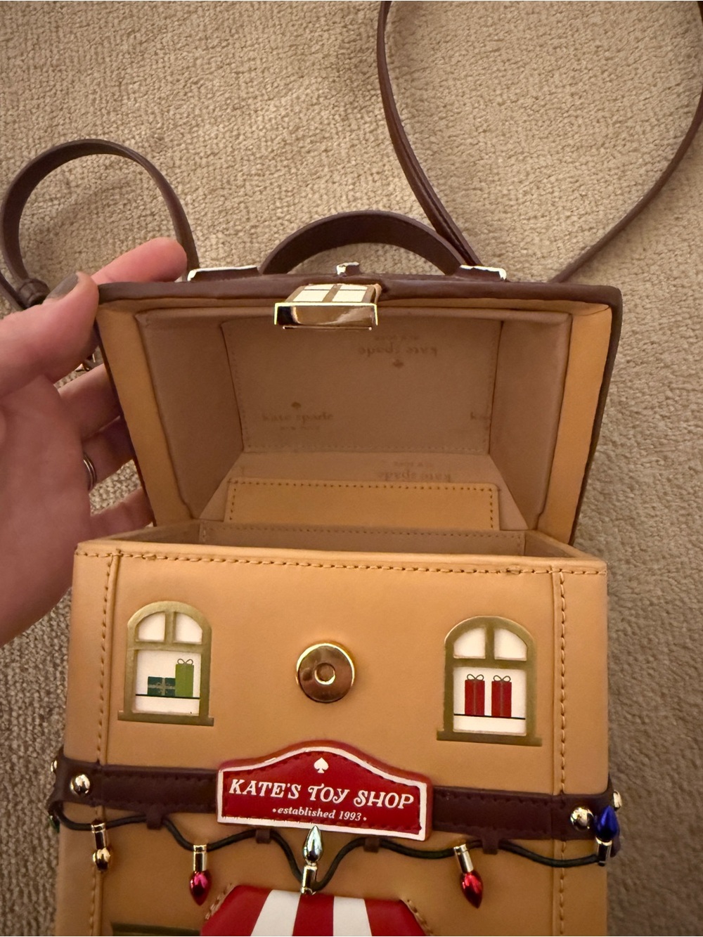 kate spade Tan & Burgundy Holiday Toy Shop Crossbody - Picture 8 of 8